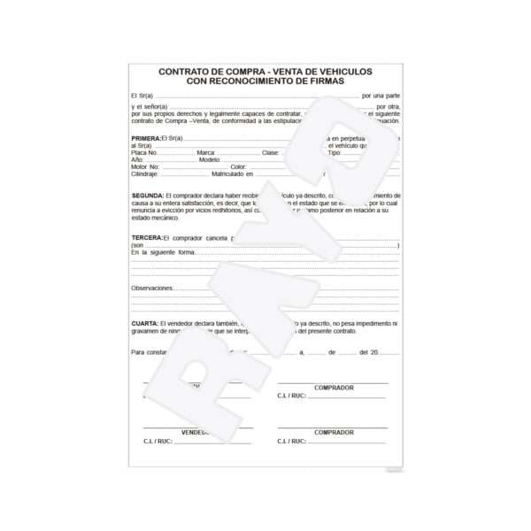Contrato de Compra Venta de Vehículos